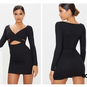 Bandage Cross Front Cut Out Bodycon Dress